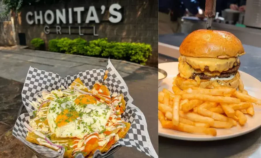 Nachos y hamburguesa